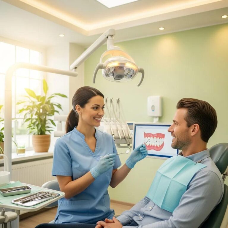 Home Unionville Gate Family Dentists Dental consultation scene focusing on toothache relief options in a warm clinic setting