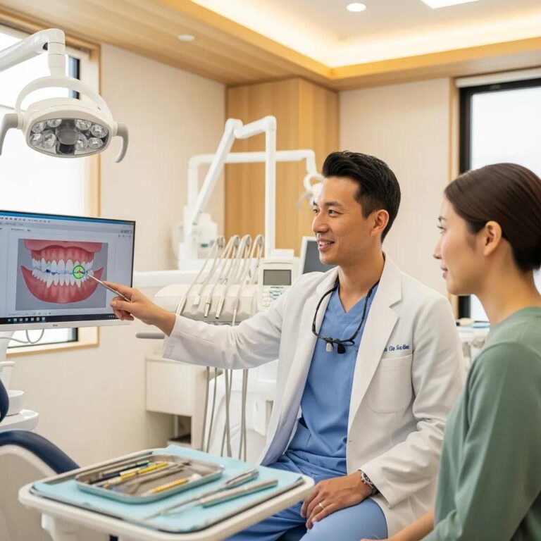 Blog Dental clinic scene with a dentist and patient discussing emergency dental care options