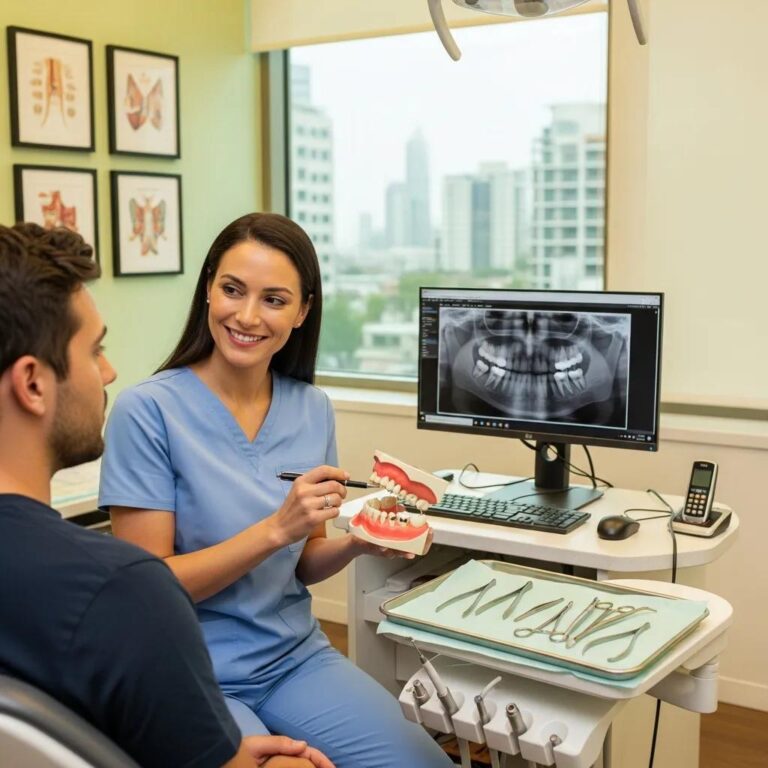 Dental consultation for wisdom teeth removal in a modern office
