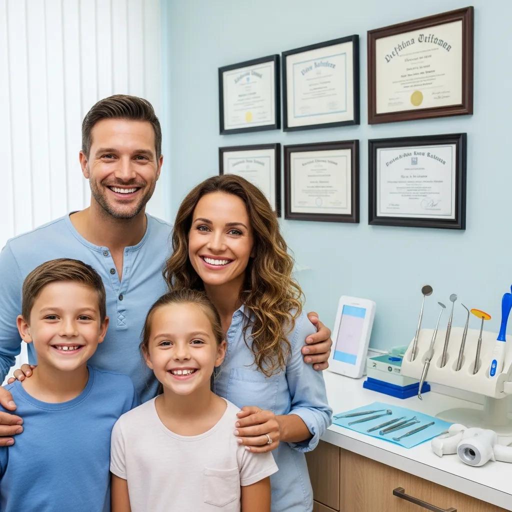 Happy family showing bright smiles after cosmetic dental treatments