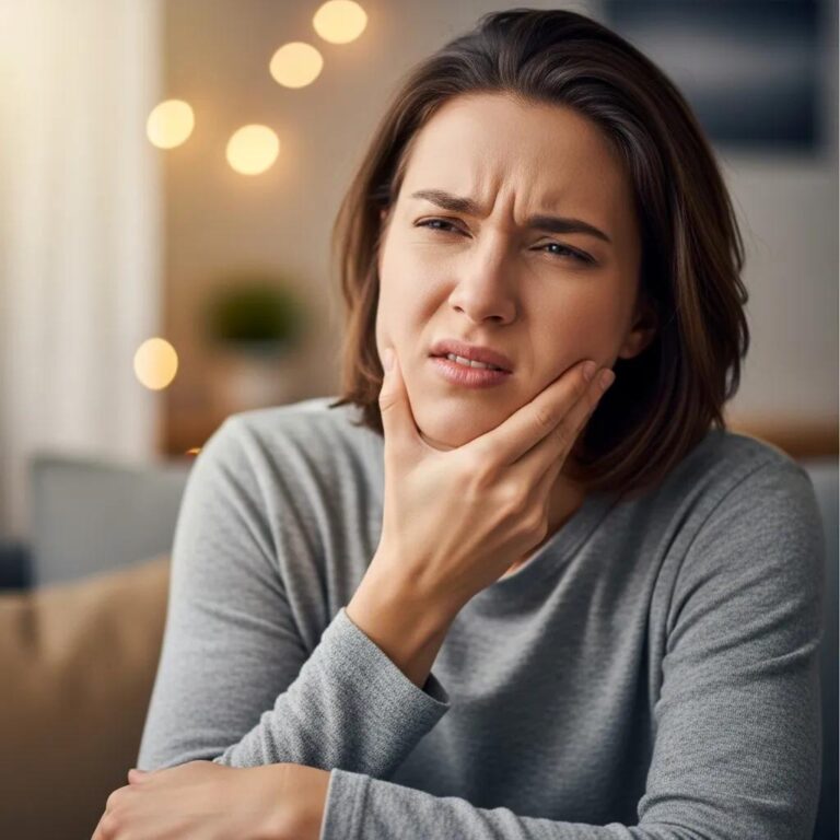 Person experiencing jaw pain, representing TMJ disorders and their impact on daily life