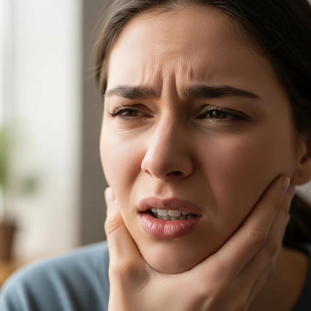 Person experiencing severe jaw pain, indicating a dental emergency